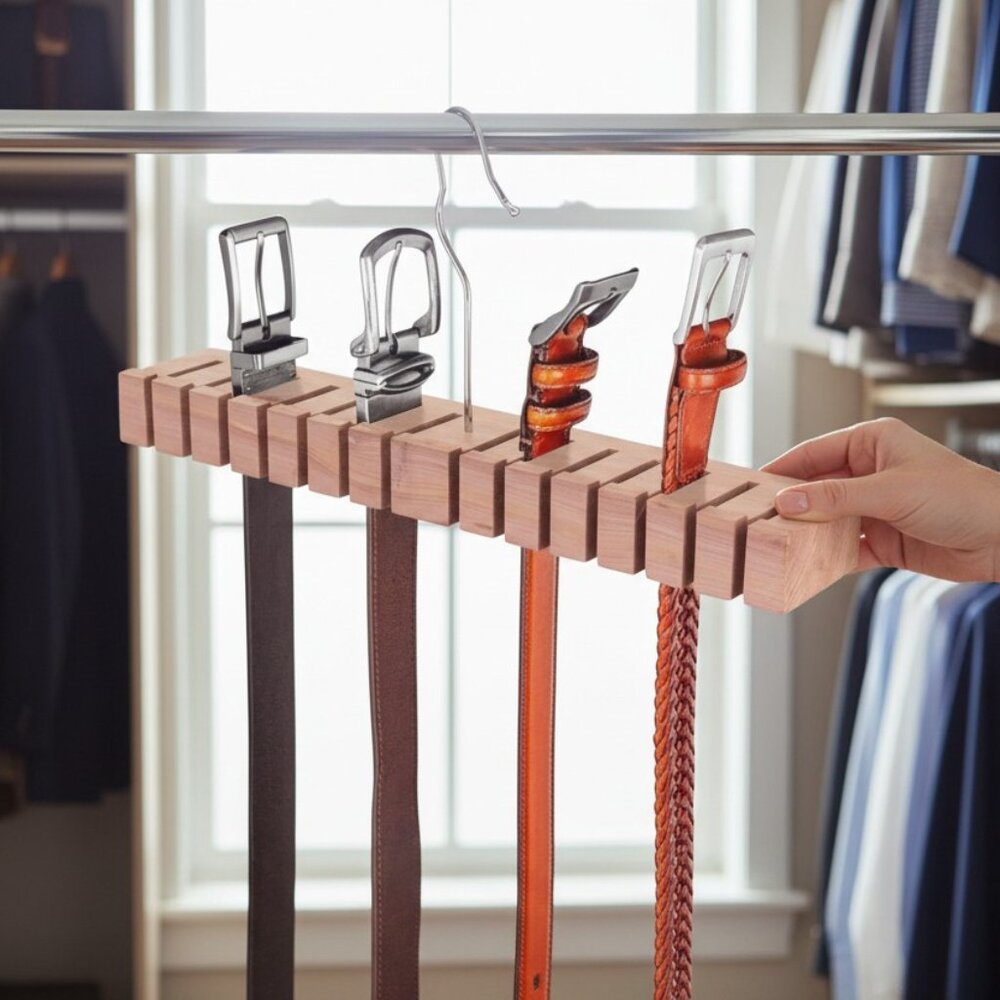 NIB HOUNDSBAY The Block™ Belt Hanger - Premium Wooden Closet Organizer